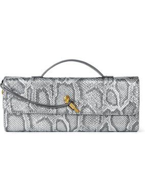 Women's Gray & Silver Clutch Woven Leather & Suede Handbags Formal Crossbody Bag